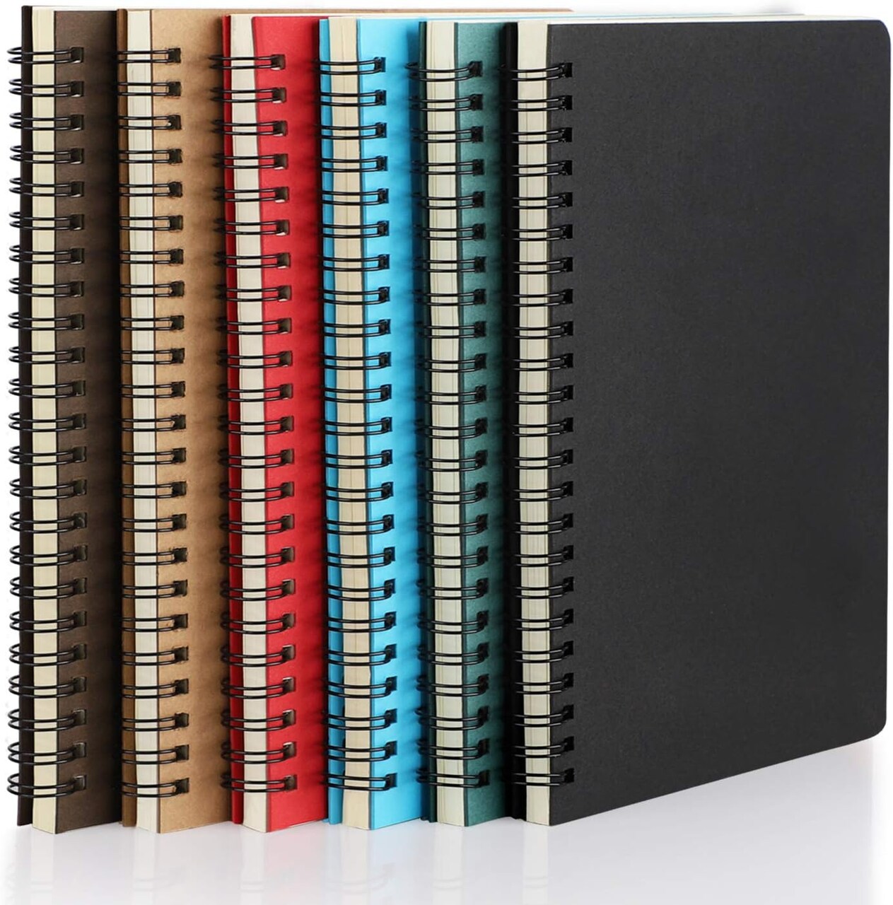 A5 Spiral Notebook, 6 Pack 5.5" x 8.3" 120 Pages Lined Travel Writing Notebooks Journal, Memo Notepad Sketchbook, Students College Office Business Subject Diary Ruled Spiral Book Journal